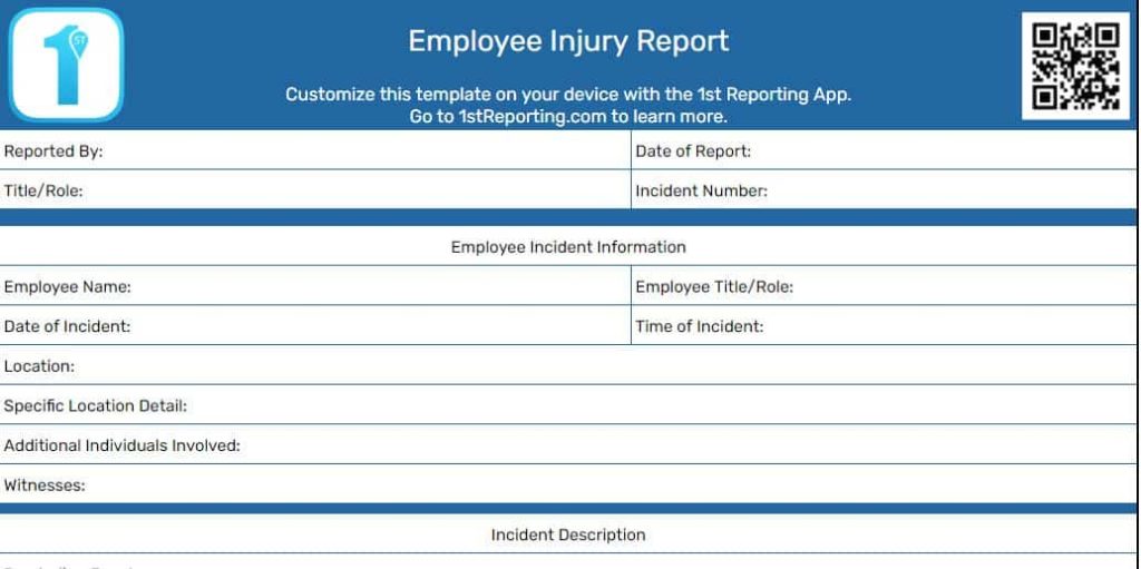 An incident report part of an Employee Injury Report is shown in this file photo.