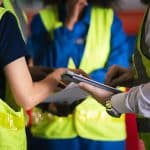 Completing an incident report at work using a tablet