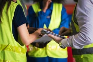Completing an incident report at work using a tablet