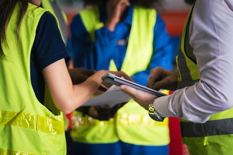 Completing an incident report at work using a tablet