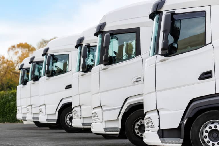A truck fleet maintained with a fleet repair request form