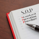 Standard operating procedure manual shown.