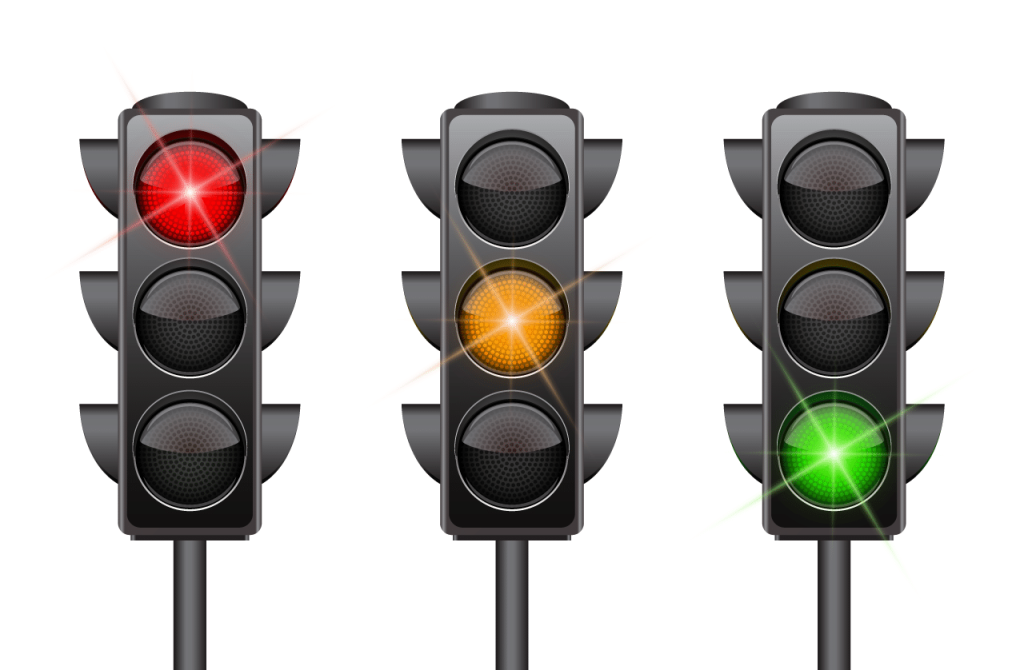 Scaffold tagging is colored similar to the three color concept of traffic lights.
