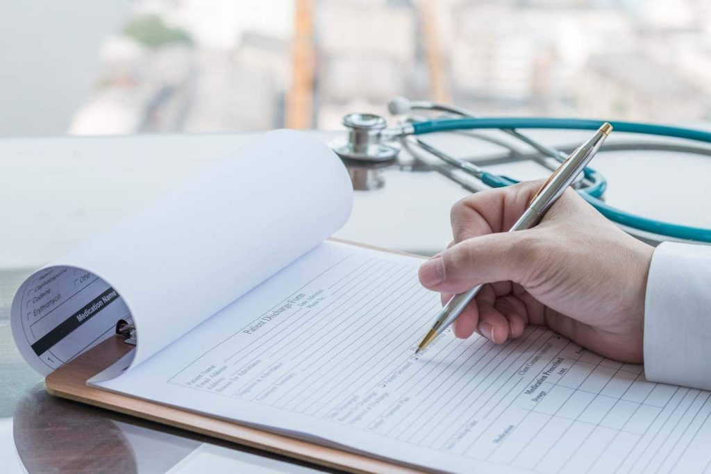SOAP notes are completed in a clinical setting.