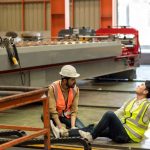 A worker is shown after suffering from one of the most common incident types - the slip and fall incident.