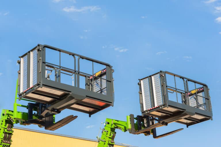 Two aerial boom lifts maintained well using an aerial lift safety checklist.