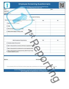 Employee screening or visitor screening log
