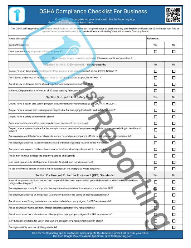 An Unofficial OSHA Inspection Checklist For Your Company's Compliance - watermarked.