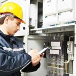 An inspector uses the Electrical Inspection Checklist (Easy Downloadable Template) by 1stReporting.com