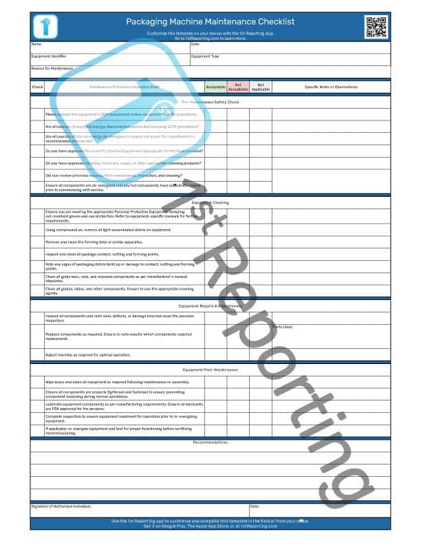  The Packaging Machine Maintenance Checklist (watermarked) by 1stReporting.com.