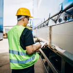 A driver completes a Driver Vehicle Inspection Report. Learn how to go digital with your reports at 1stReporting.com.