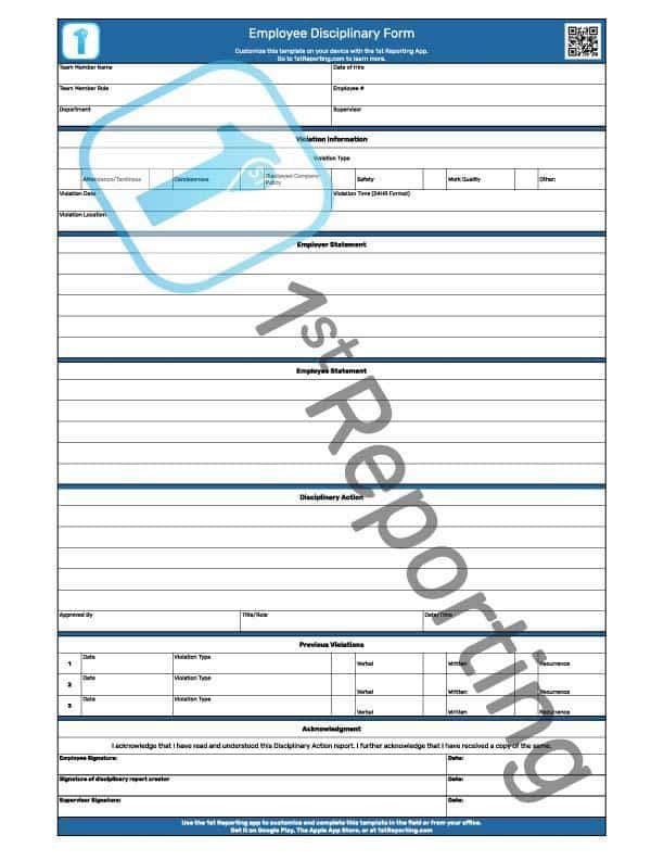 The Employee Disciplinary Form (watermarked) by 1streporting.com.