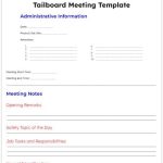 A tailboard meeting form example of the first page. Learn more about tailboard meeting form elements and management at 1stReporting.com.