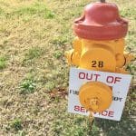 A fire hydrant put out of service after a failed fire hydrant inspection form showed repairs desperately needed.