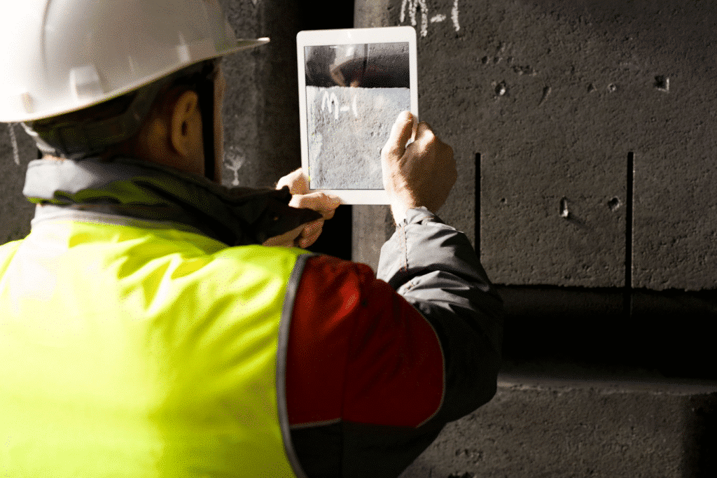 Implementing mobile asset tracking and documentation systems is easy with 1st Reporting. Here, a field team member uses a tablet to take pictures of assets at a remote location. Learn more about mobile asset management and tracking at 1stReporting.com.