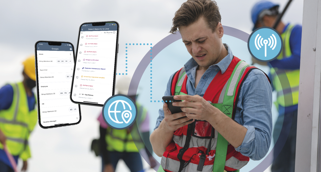 Utilities workers use a service management app on their mobile devices for site reporting. Learn more about regulatory compliance reporting for utilities at 1stReporting.com.