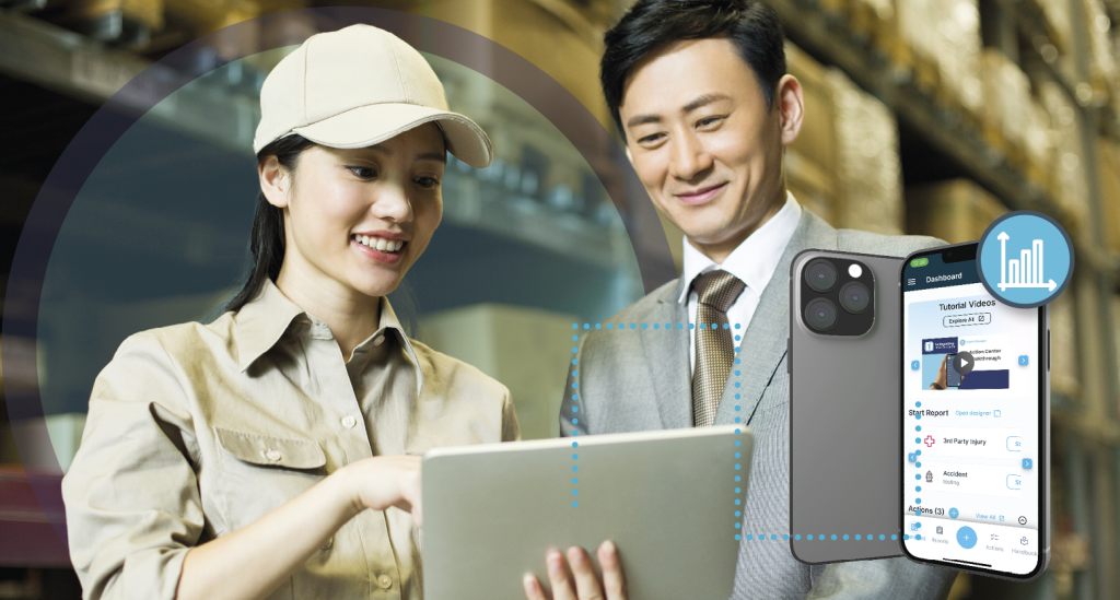 Employees using a staffing app. Learn more about staffing apps and employee accountability software at 1stReporting.com.