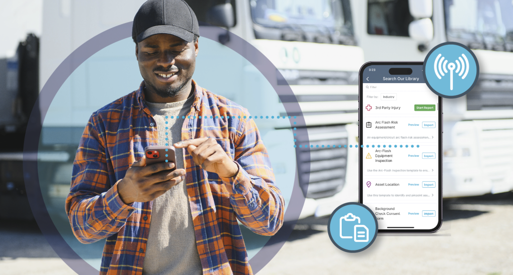 A team member reports incidents easily using a logistics app. Learn more at 1stReporting.com.