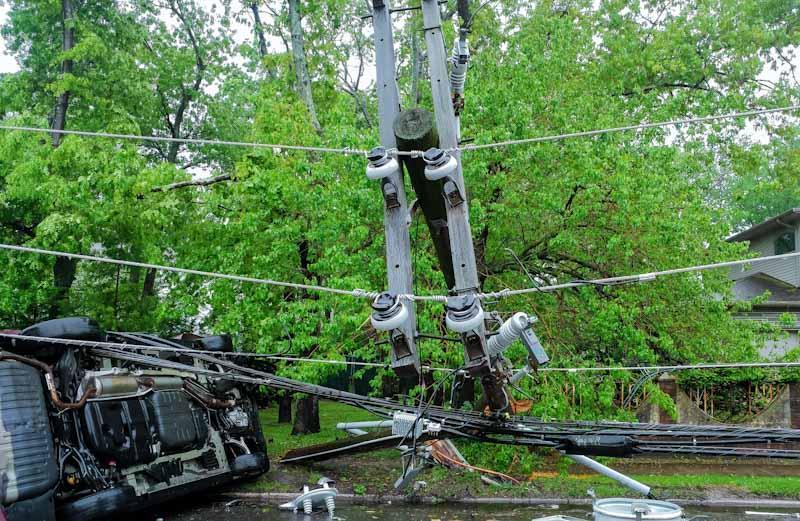 Hydro power equipment storm damage reported following a hurricane storm damage assessment