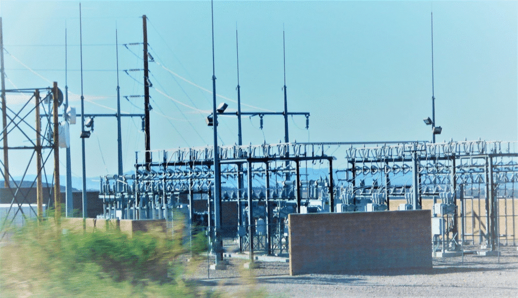 Utilities workers use utility checklist templates to document safety in the field at electrical job sites like this sub-station.