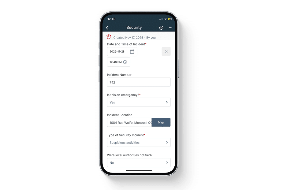 Security Incident Report Form Template – Mobile Digital Reporting Screenshot