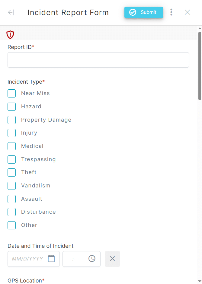 Security Guard Incident Report template by 1st Reporting.